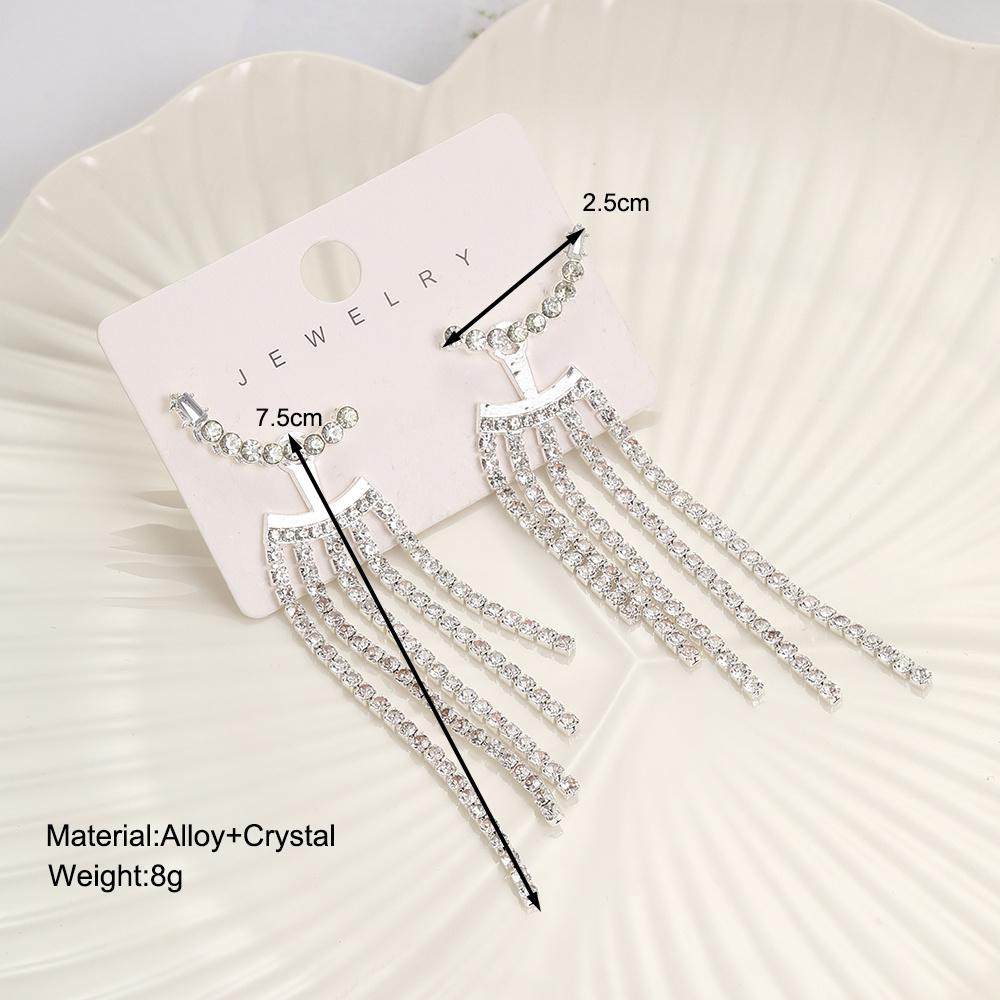 2 шт., изящные блестящие длинные серьги-подвески со стразами и кристаллами для женщин и девочек, корейские серьги-подвески в стиле K-pop, украшения для банкета и вечеринки