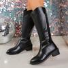 Plus-size Shoes, Thick-heeled Mid-heeled Round-toed High-top Knight Boots, Women's Shoes