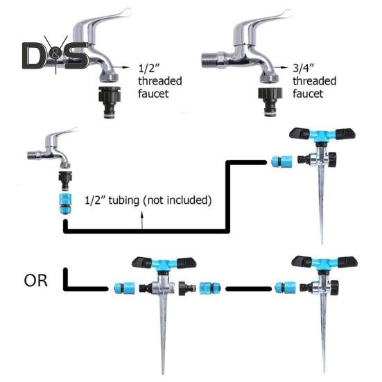 Watering Sprinkler 360 Degree Rotating Garden Sprinkler Large Area Coverage Lawn Sprinkler with Spike for Plant Irrigation
