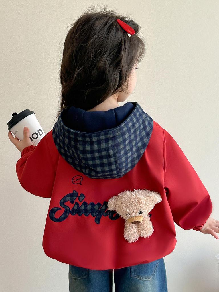 Пальто с капюшоном для девочек в корейском стиле - Модная куртка Весна/Осень 2025