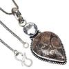 Pendant Turtella Jasper White Topaz Gemstone Valentine'Day Silver Jewelry 2"