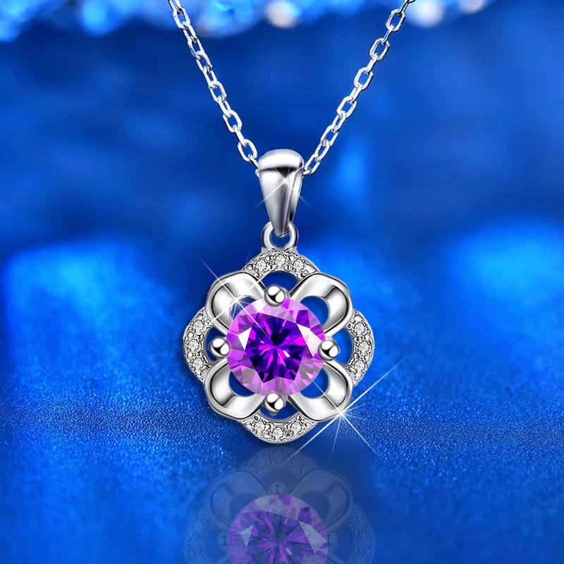 S925 Серебряное классическое ожерелье с клевером и нишей, циркониевый кулон, цепочка на ключицу