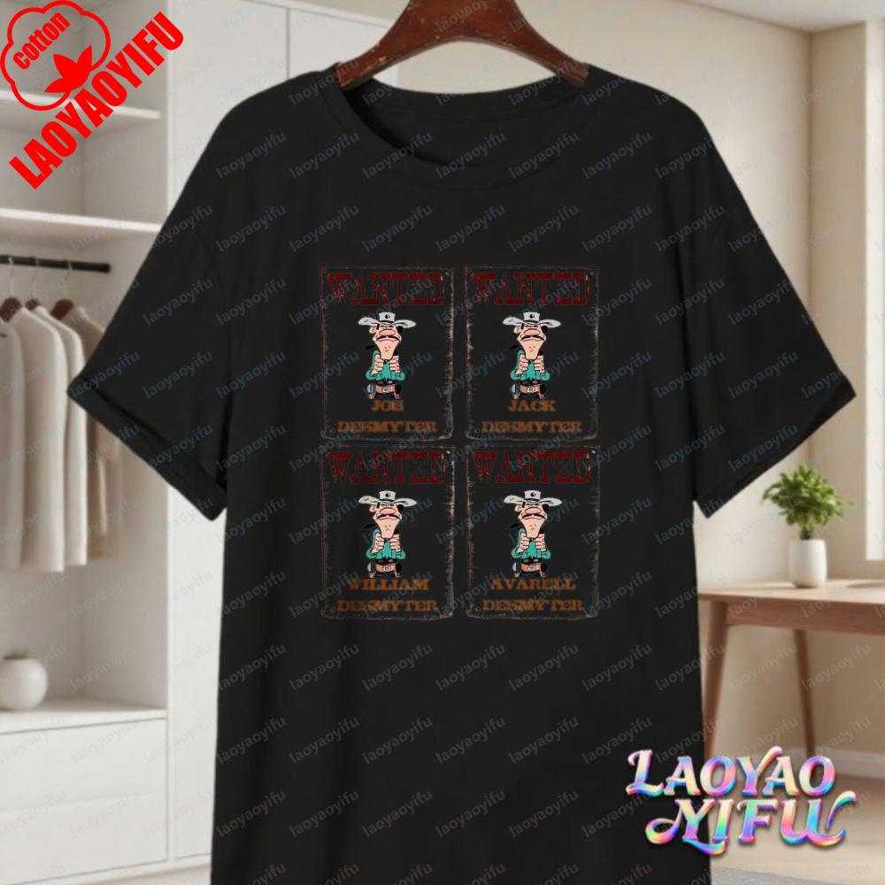 Dalton Brothers Cartoon Print Unisex Cotton TShirt Lucky Luke Summer Casual Tee for Unisex Women Trendy Family Matching Outfits