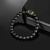 Men's M Frosted Volcanic Stone Bracelet, Square Black Agate Fashion High-end Beaded Hand Jewelry.