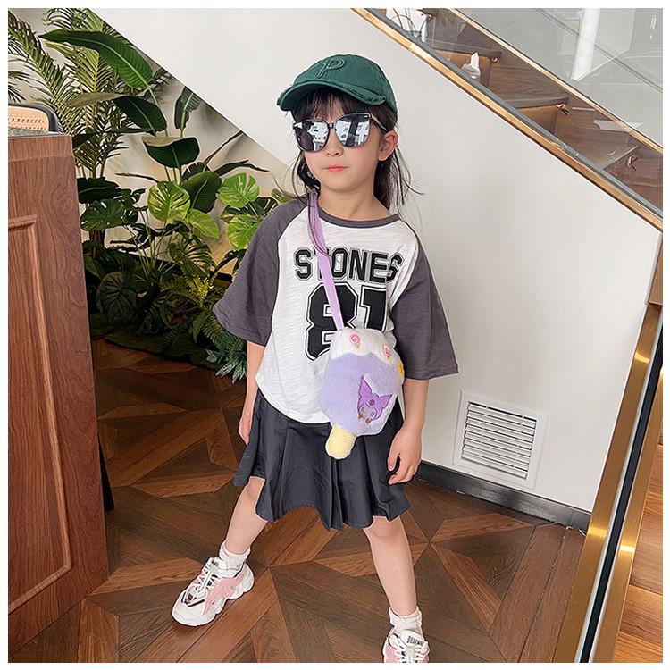 Ice Plush Melody Cream Pack Kids Crossbody Bag Cute Cartoon Style Purse Coin