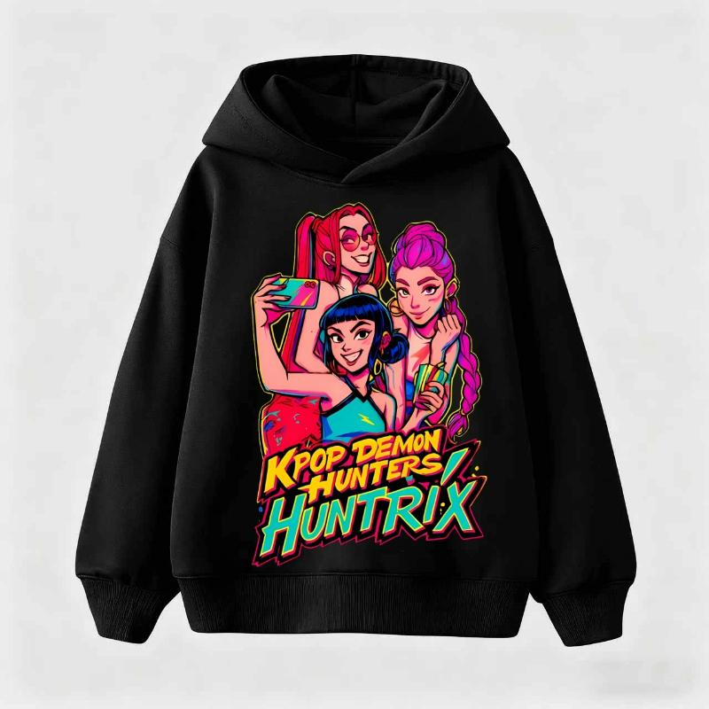 Осень Зима KPop Охотник на демонов Huntrix Детский свитшот для девочек и мальчиков Хип-хоп мода Повседневный Теплый Детский Пуловер Толстовки