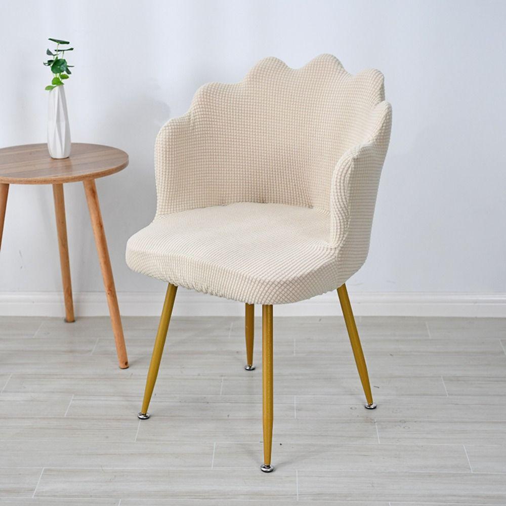 Curved Makeup Chair Cover Elastic Dining Table Chair Cover Petal Chair Cover Reading Room Decor