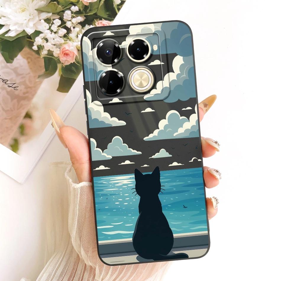 For Infinix Note 40 Pro 4G 5G / Note 40 Pro+ / Note40 X6853 Cute Cat Flower Cartoon Phone Case Soft Silicone Cover Bumpers