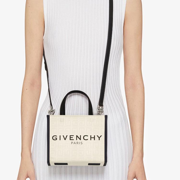 Givenchy Сумка-тоут с логотипом из жаккарда, на широком плечевом ремне, кожаная мини-сумка через плечо, женские сумки, черный, бежевый BB50N0B1H1-105