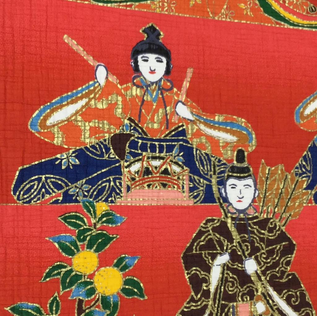 Kawasumi Washi Paper Pattern Yuzen Washi Tapestry Festival Gift Boxed All-Over (Girl's Seven-Tiered Dolls, 58x46cm)