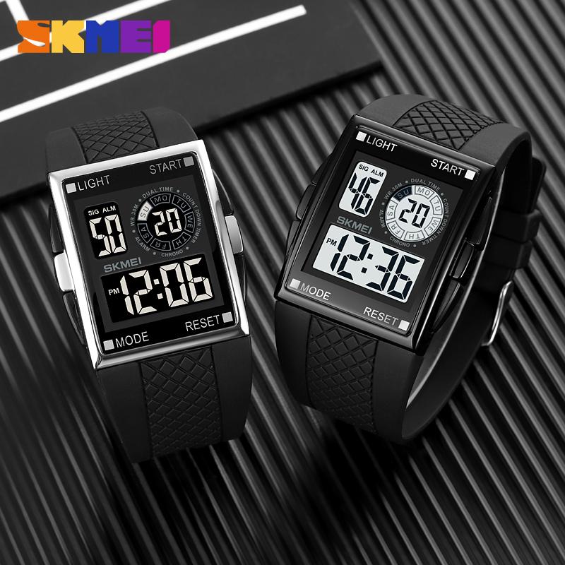 SKMEI 1967 Fashion LED Light Electronic Men's Watch Sports Waterproof Countdown Retro Dial Digital Watch relgios masculino