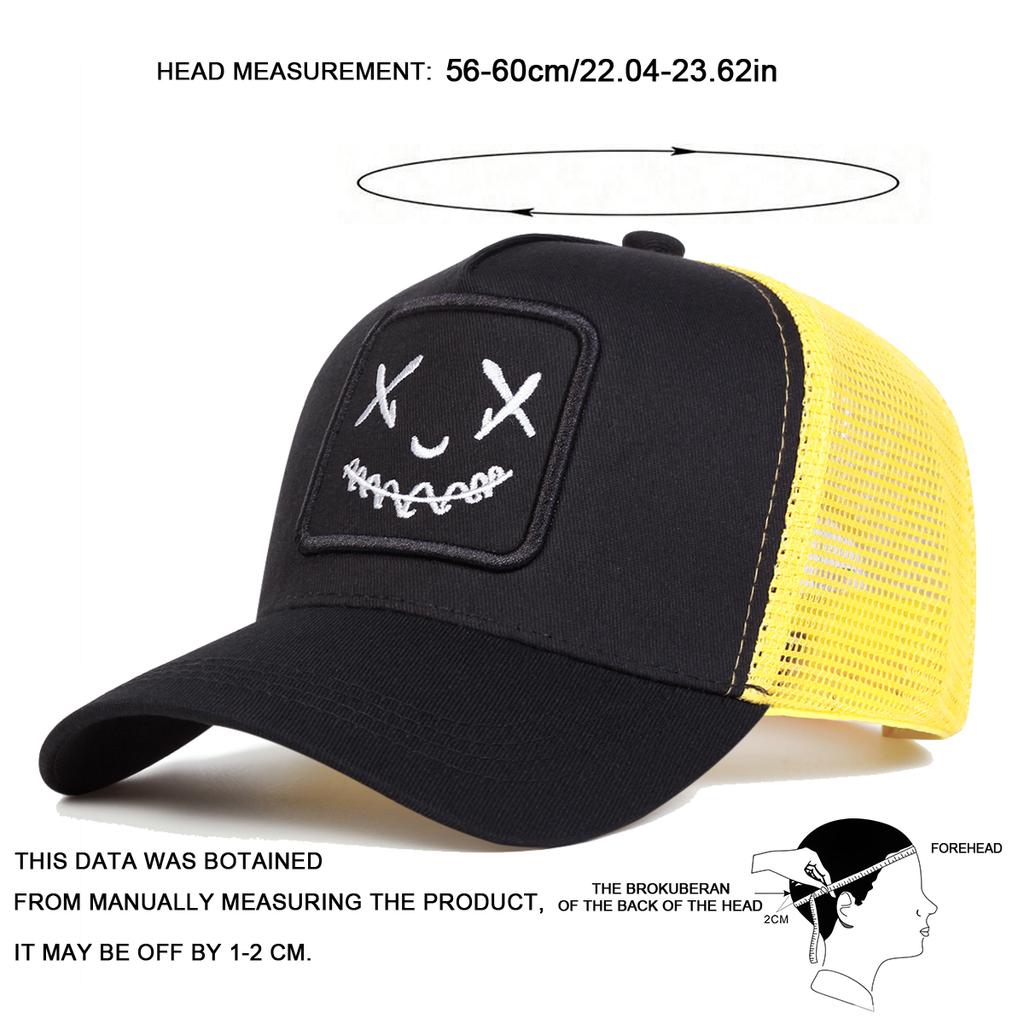 Unisex XX Smiling Face Embroidery Baseball Net Caps Spring and Summer Outdoor Adjustable Casual Hats Sunscreen Hat