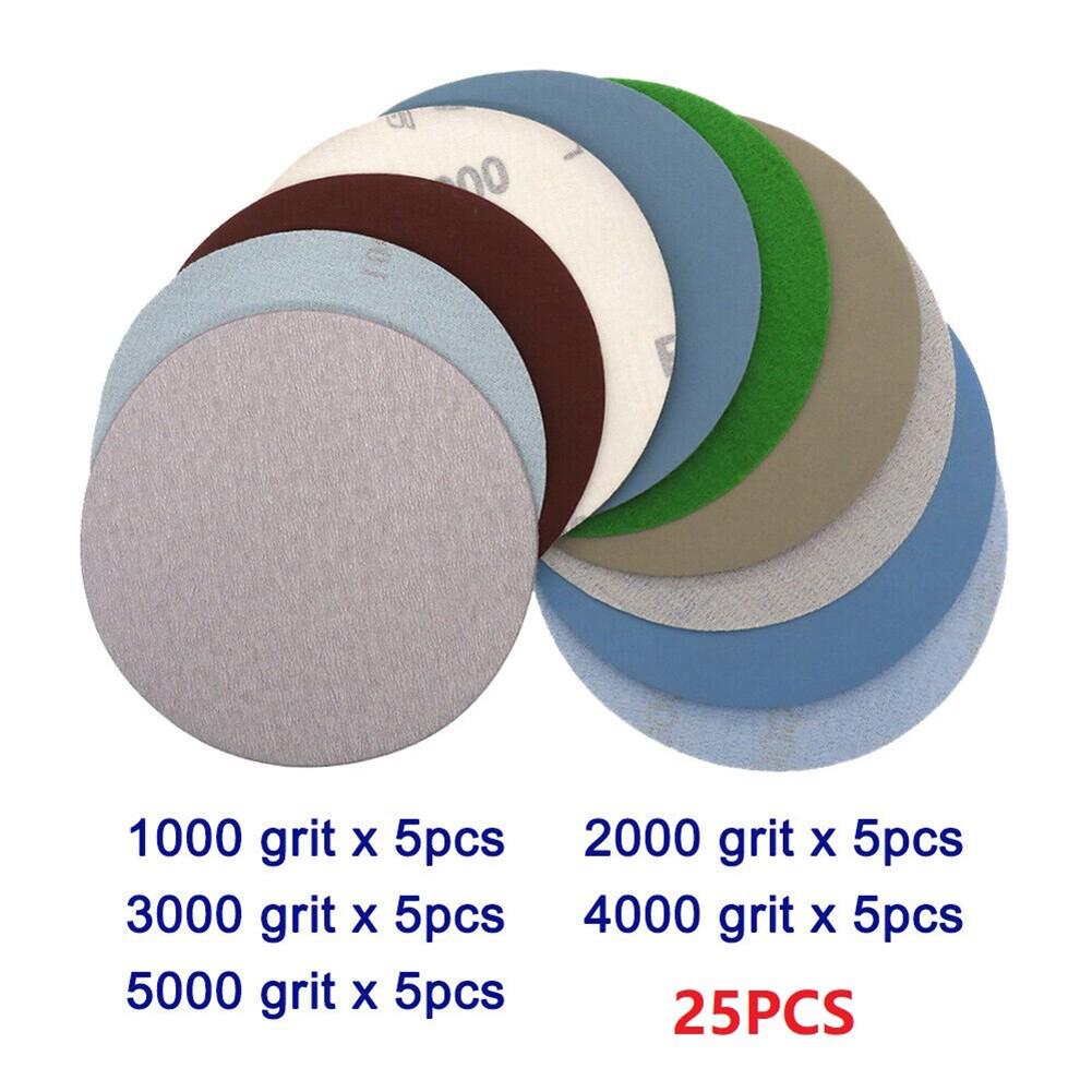 25pcs Sanding Disc 125mm Wet & Dry 1000-5000 Grits Sand Paper High Quality