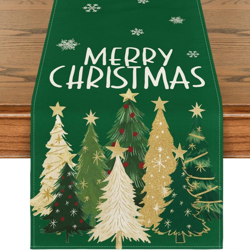 Праздничная скатерть-дорожка 'Снеговик' на рождественскую елку для дома, кухни, столовой, скатерть для украшения вечеринки