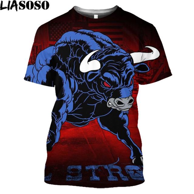 Футболка с принтом «Испанская коррида», 3D летние мужские рубашки с короткими рукавами и модной мужской одеждой с изображением животных, топы