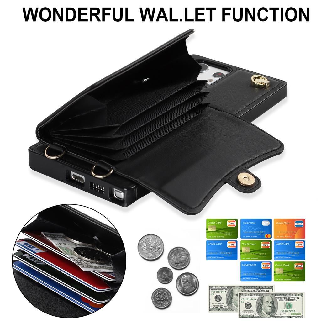 Роскошный кожаный женский чехол через плечо с 4 слотами для карт и держателем для телефона, чехол для серии iPhone/Samsung