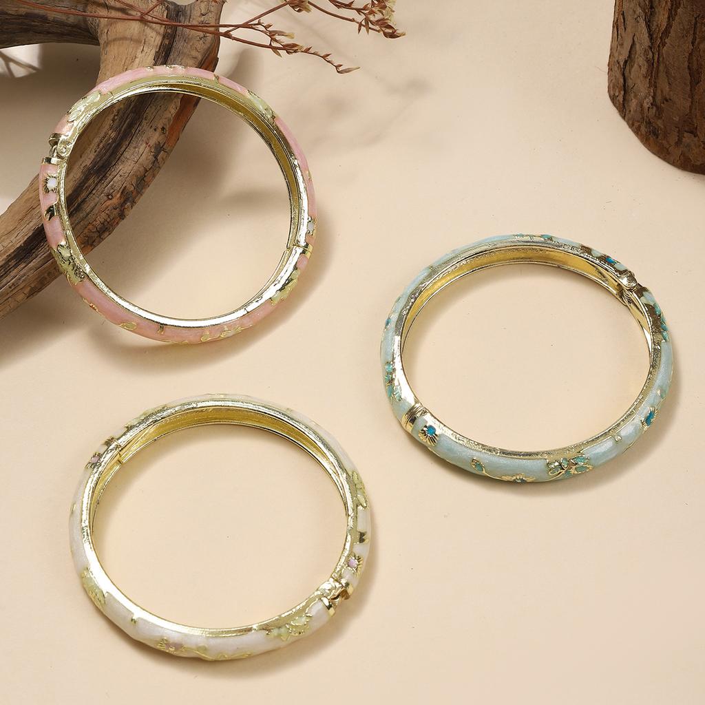 Vintage Bracelet For Women Small Flower Ethnic Style Cloisonne Bangles Women's Elegant Jewelry Gifts