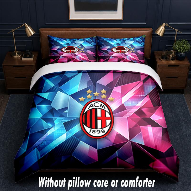 AC Milan Design Bed Bedding Set 1 Duvet Cover + 2 Pillowcases Soft Breathable Household Bed Linens
