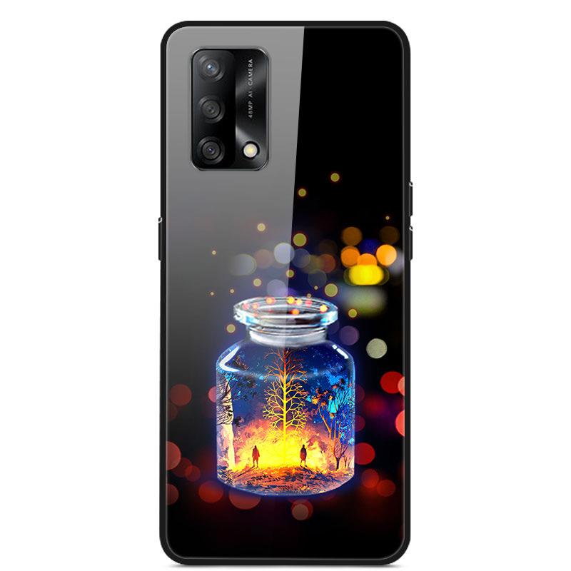 For OPPO A74 4G Case Tempered Glass Hard Phone Case Luxury Case for OPPO A74 5G A 74 Protective Bumper Shockproof Funda Coque