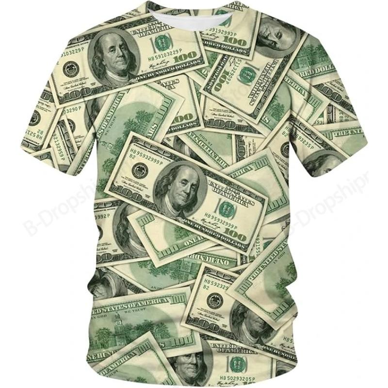 Футболки с 3D-принтом доллара, модные, повседневные, оверсайз, с круглым вырезом, с коротким рукавом, мужские и женские, унисекс