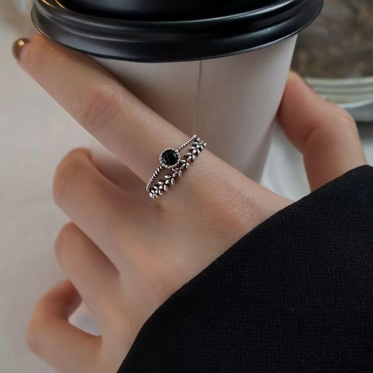 925 Silver Flower Lace Ring Korean Fashion Opening Inlaid CZ Adjustable Rings Valentine's Day Gift