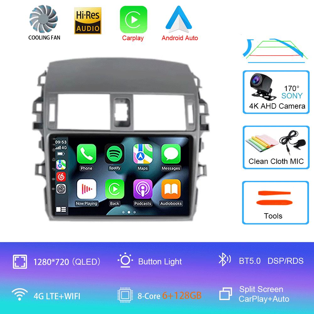 Android 14 автомобильное радио Carplay для Toyota Corolla 10 E140 E150 2006 - 2013 навигация GPS стерео блок Android Auto без 2din 5G Wifi