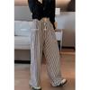 Women's Petite Retro Vertical Striped Wide-Leg Pants - Summer Casual Loose Fit