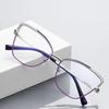 New Personality Sweet Cool Style Ladies Metal Cutout Cat Eye Anti-blue Light Glasses