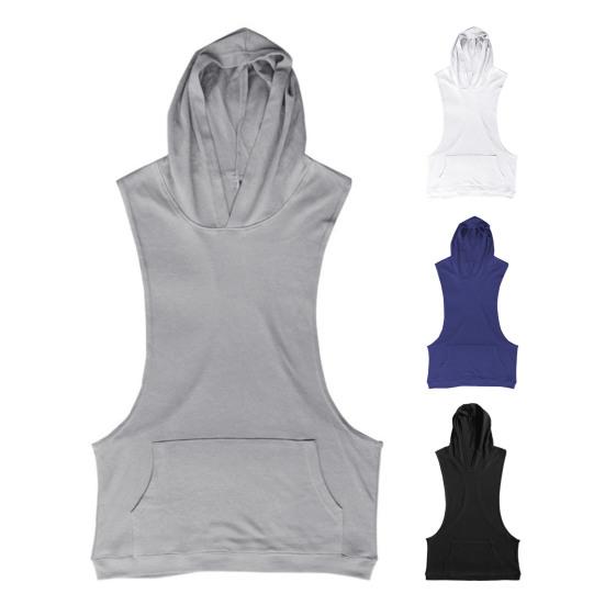 Мужской жилет с капюшоном, без рукавов, однотонный летний свитшот, свободный крой, дышащая ткань, спортивный жилет