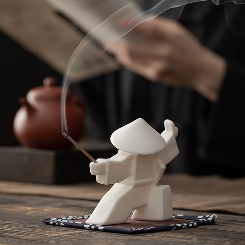 1 шт. Фарфоровая забавная ароматическая палочка для чая, аксессуар для домашних животных, самурай, керамический держатель для благовоний, набор для домашнего декора