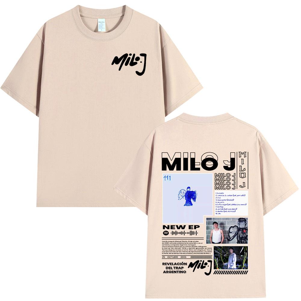 Rapper Milo J 111 Album Graphic Print Tshirts Unisexs Women Fashion Hip Hop Oversized T Shirts Cotton Casual Short Sleeve Tshirt