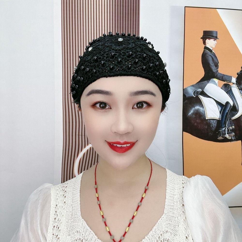 Embroidery Muslim Cap Lace Prayer Hat Fashion Baotou Hat Women