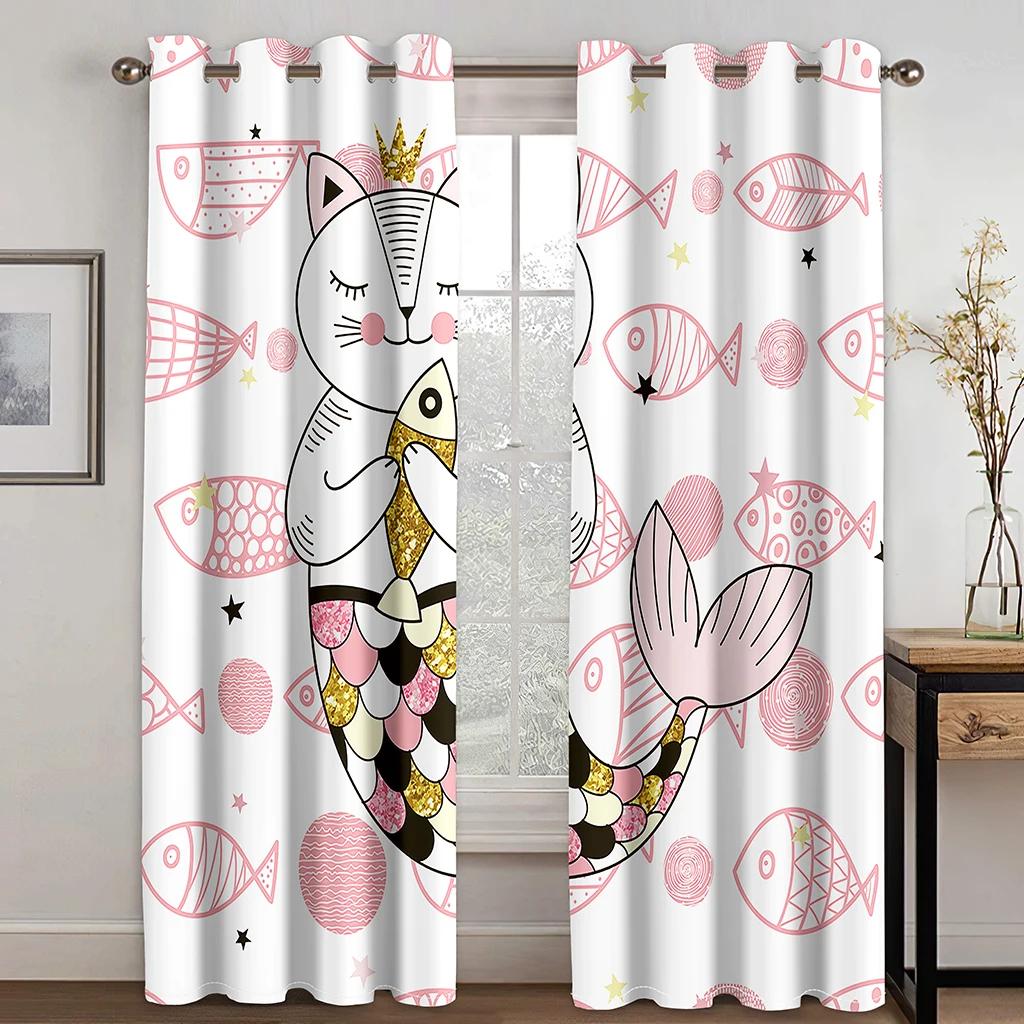 3D Современный милый мультяшный кот ребенок высокая затемняющая оконная штора разные стили мультяшного узора спальня гостиная затемняющая штора
