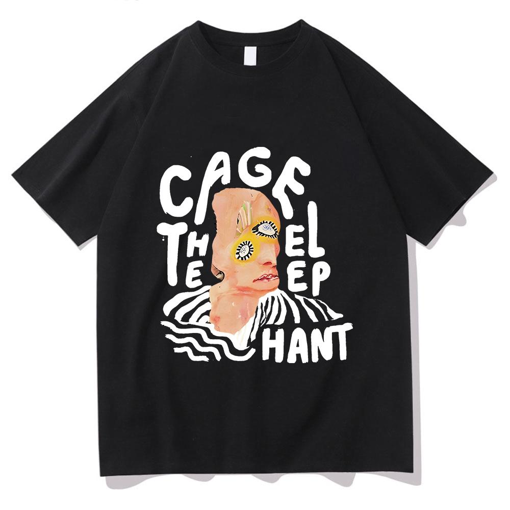 2025 Retro Sudaderas T-shirt Cage The Elephant Graphic Printing Grunge Tee-shirt Summer Cotton Tshirt Unisex Fashion Punk Tees