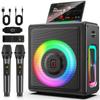 Karaoke Machine with 3 Wireless Mics | Bluetooth 5.3 Speaker with Echo Adjustment & Auto Pitch Correction | PA System with RGB Lights