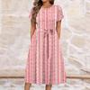 Women's Summer  Casual Floral Print  Round Neck Midi Dress Basic Classic Outdoor Everyday Short Sleeve Loose Dress