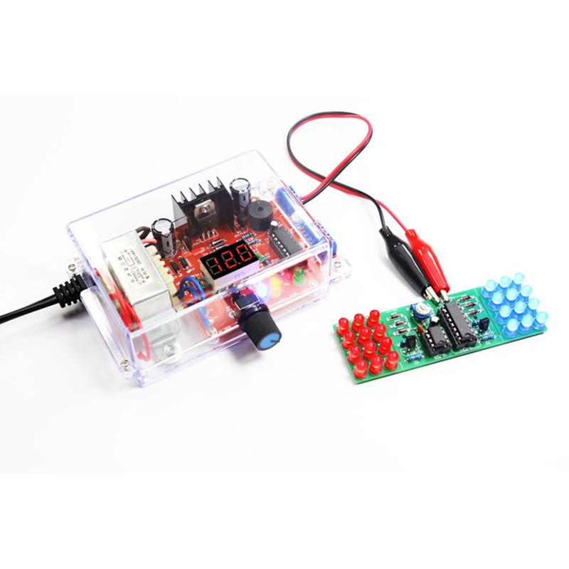 Электронный DIY-набор LM317 Регулируемый стабилизатор напряжения DC Понижающий источник питания Компоненты для сборки С корпусом Пайка Сборка 220В