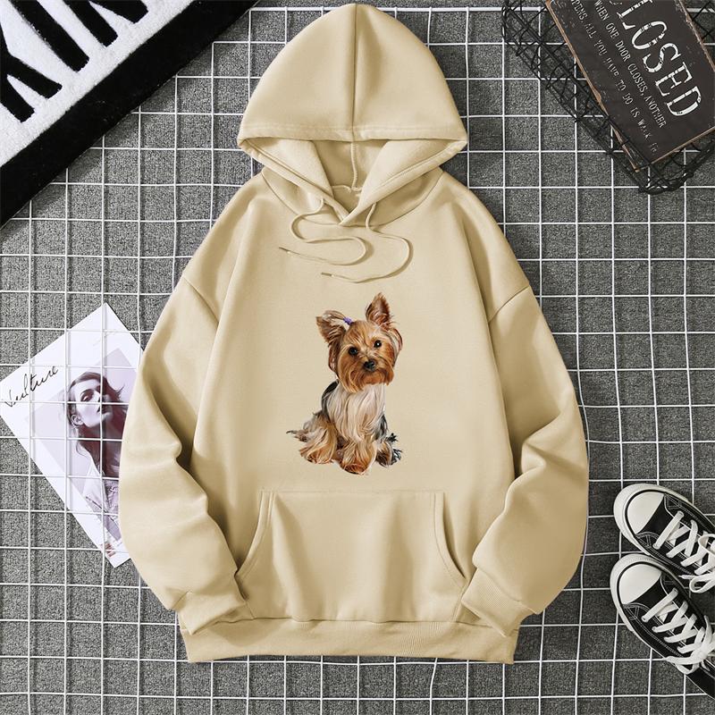 Spring Summer Women's Hoodie 3D Kawaii Dog Printed Fashion Casual Long Sleeve Round Neck Top Loose Large Size Clothing