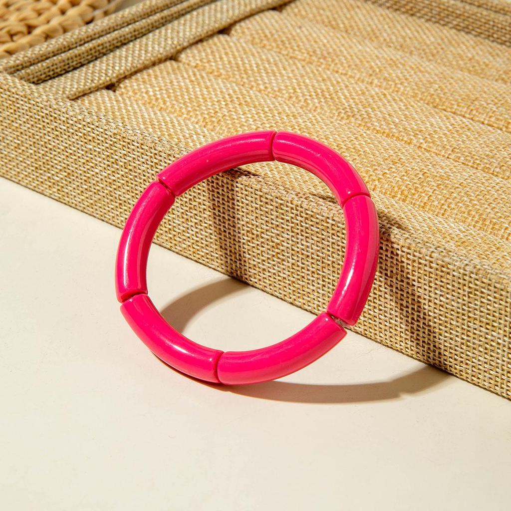 Cross Border Fashion and Cute Dopamine Style Round Tube Acrylic Bracelet for Women Jewelry Seaside Tourism Macaron Color Bracelet Matching