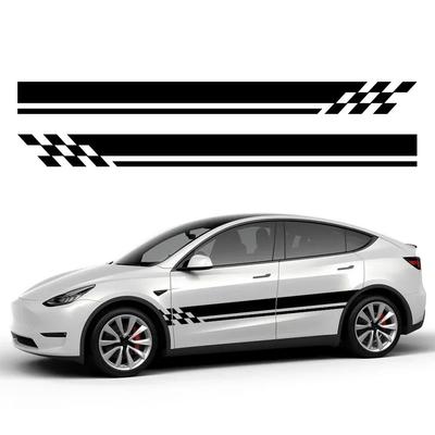 2 шт. Боковые наклейки на двери автомобиля для Tesla Model Y, виниловые наклейки из ПВХ, водостойкие, для стайлинга кузова автомобиля, DIY наклейки, аксессуары