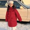 Winter Velvet Jacket Girls Cotton Padding Clothes Fashion Hooded Fur Ball Kids Coat Red Purple Warm Children Parkas