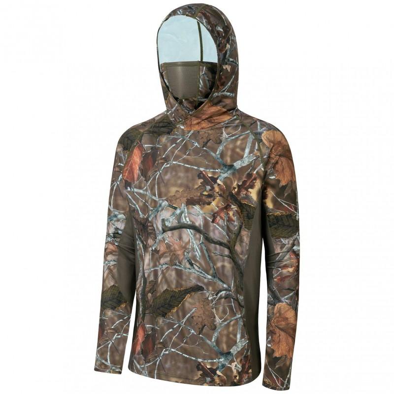 Mens Camo Quick-Dry UV Protection Fishing Shirt Lightweight Breathable Outdoor Performance Top Cycling Hiking
