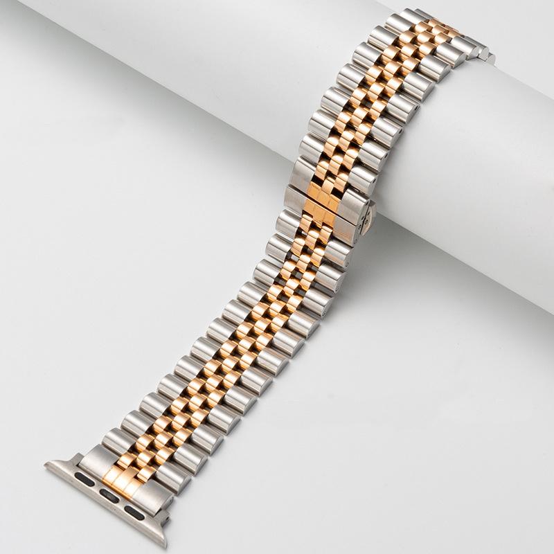 Ремешок для часов из нержавеющей стали для Apple Watch 6 5 4 3 2 Band Five Beads Luxury Metal Remezzo Bracelet For iWatch 6 5 Band 45 мм 49 мм