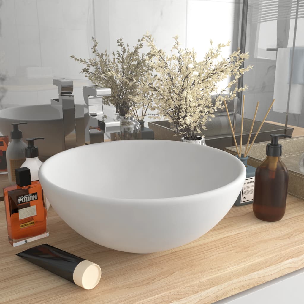 Luxus Round Wash Basin Matte White 32.5 x 14 cm Ceramic