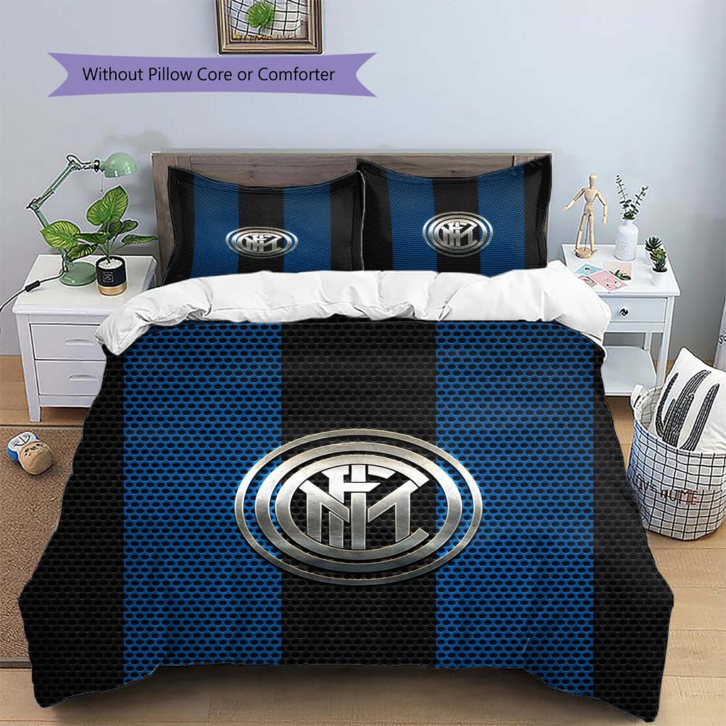 Постельное белье с узором ФК Интер Милан Декор для дома Подарок на день рождения (1 пододеяльник + 2 наволочки, без наполнителя)