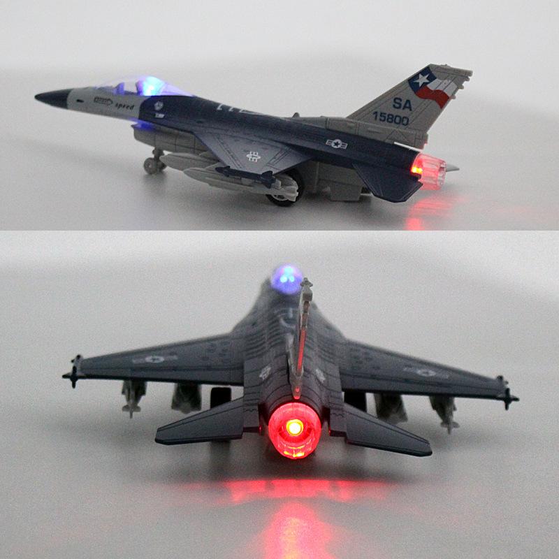 Игрушечный сплавной истребитель F16 Акустооптический инерционный Авиация Военный самолет Подарок