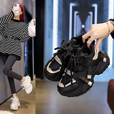 Хлопок Корейская версия новых папиных кроссовок для девочки 2025 зима студенческие беговые спортивные на толстой подошве бархатные повседневные туфли FB9905-2