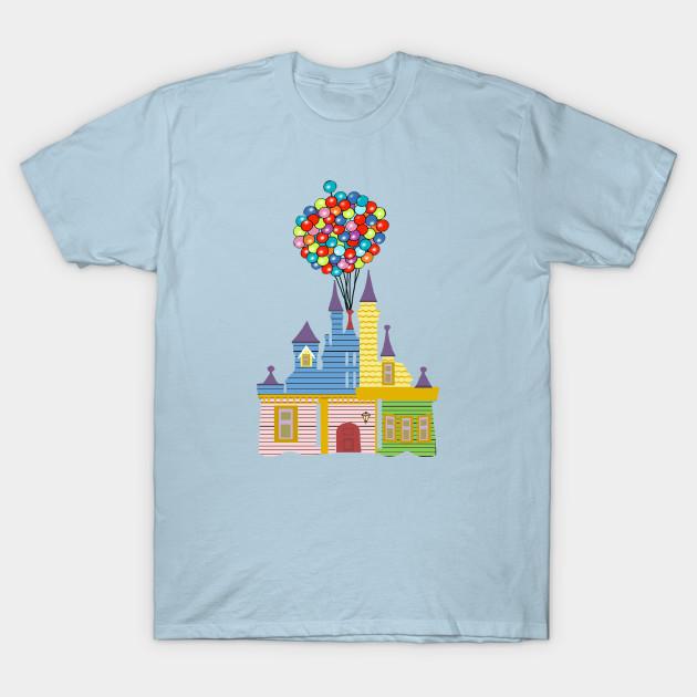 Asian Size Men Print T-shirt Up Castle No-Cut Heat Transfer Print Cotton Tshirt