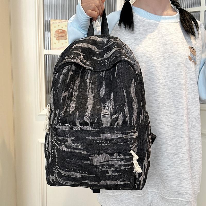 Большая вместимость джинсового рюкзака в стиле колледжа, школьная сумка для студента, женская дорожная сумка