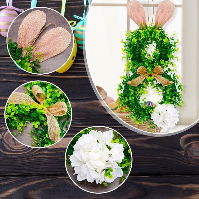 Милый венок в форме кролика, пасхальный шарм, подвесное украшение для окон и дверей, изящный орнамент, декор для домашних офисов